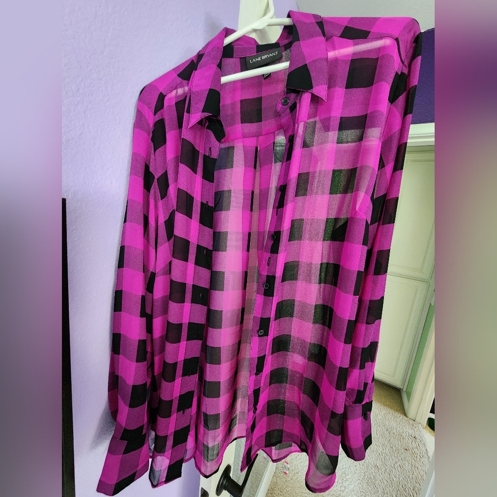 Pink and black sheet checkered blouse